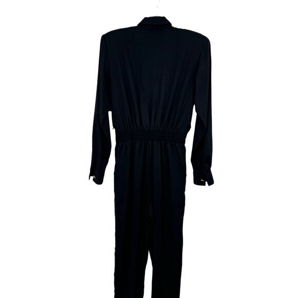 Vintage D.Frank USA Black Embellished Jumpsuit Button Front Size 6 womens - Picture 9 of 12